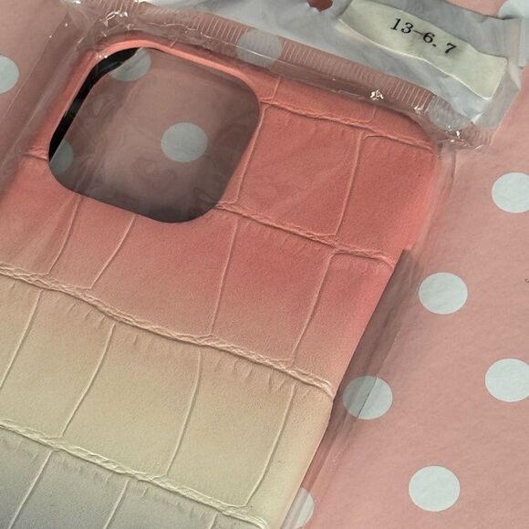 Crocodile Pattern iPhone 13 Pro Max Case-Pink, White & Blue - Picture 6 of 6